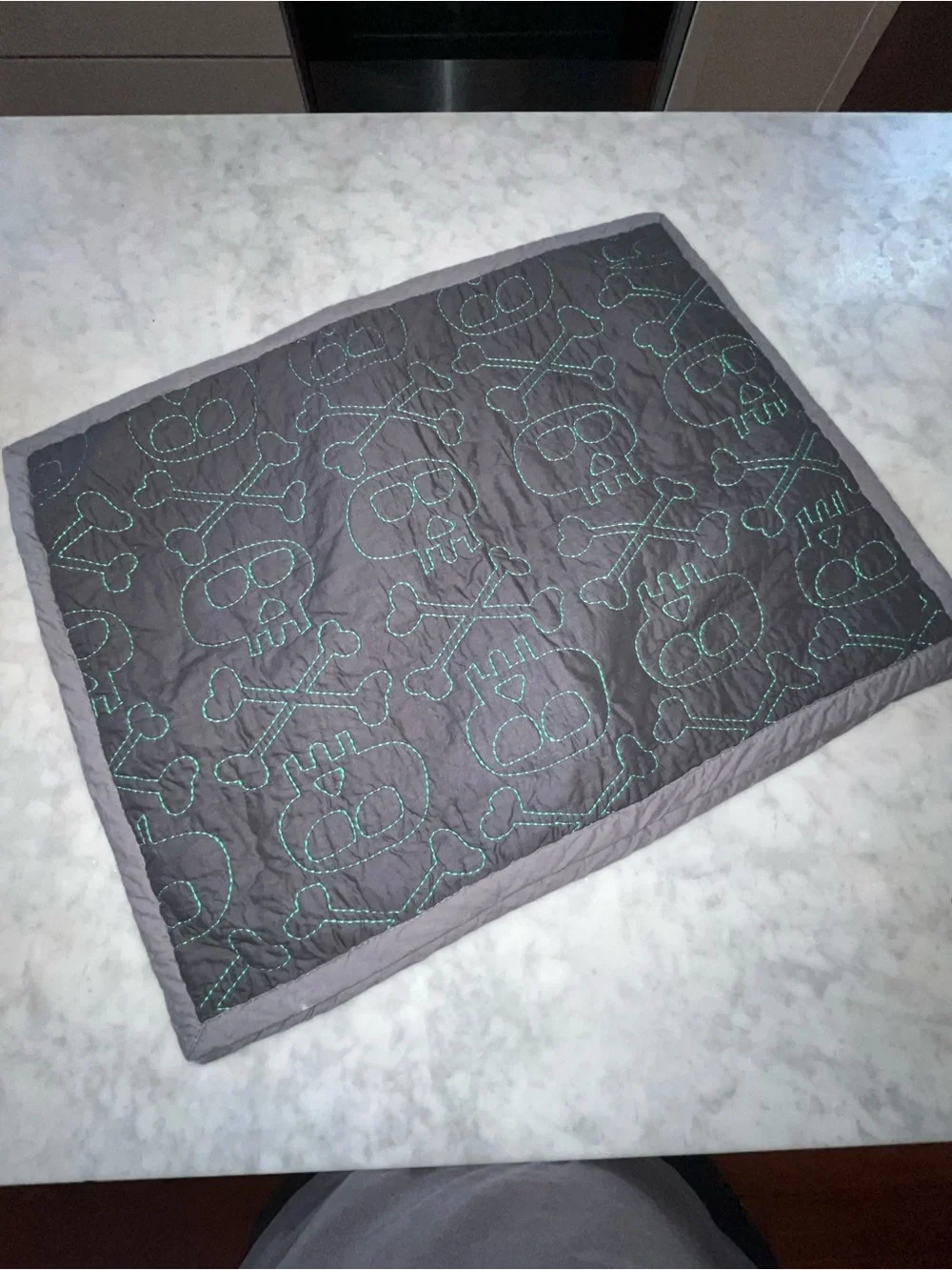 Pottery Barn Kids Gray Quilted Skull & Crossbones Pillow Covers